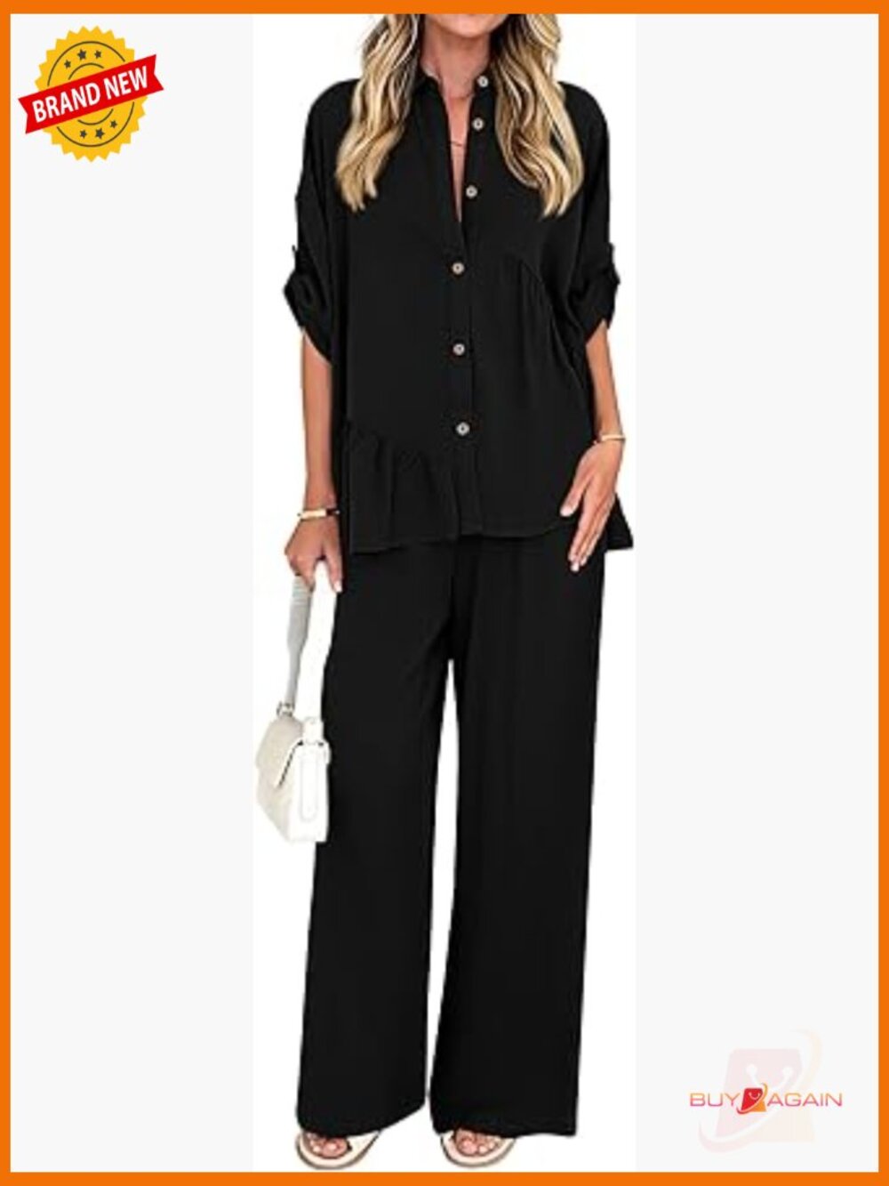 Two Piece Sets for Women Spring Outfits Button Down Shirt Wide Leg Pants Lounge